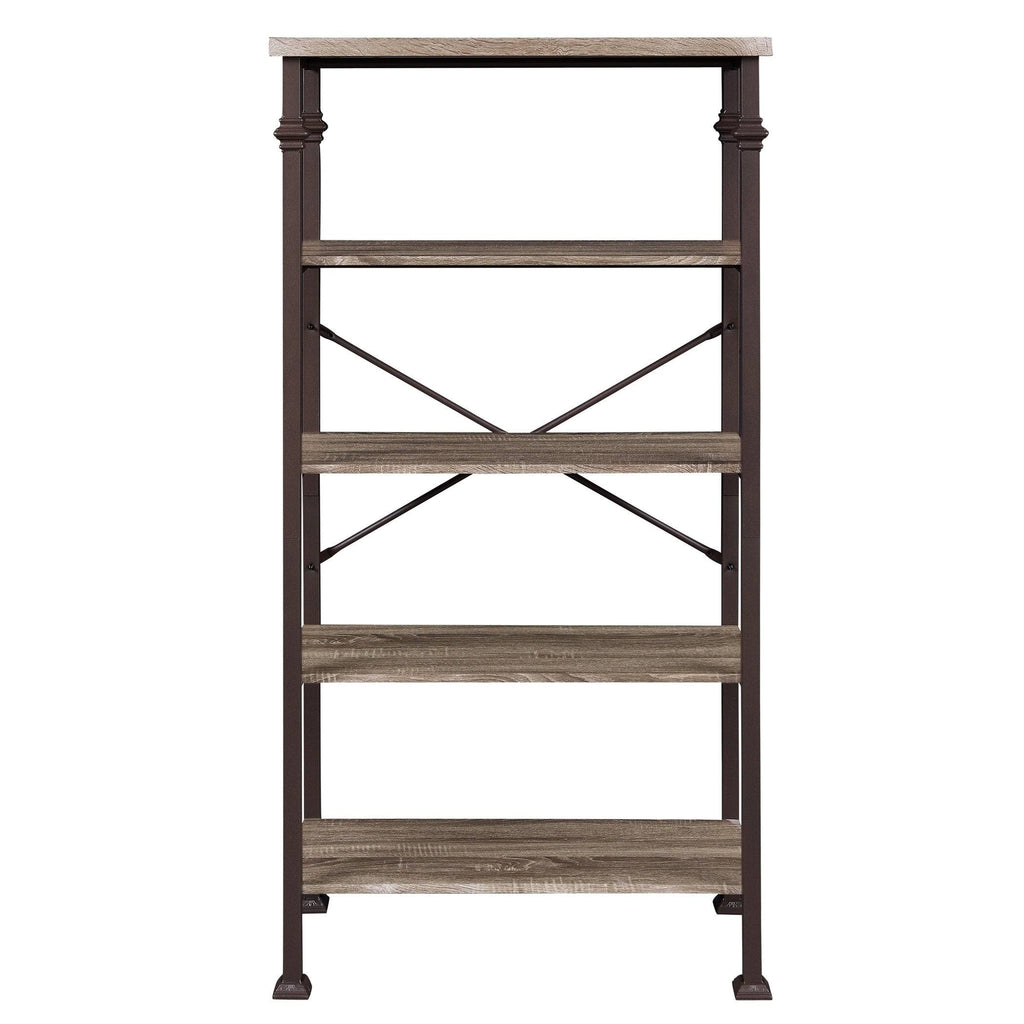 5-Tier Grey Oak Metal Bookshelf T579704