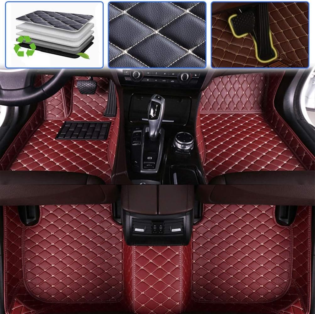 Custom Car Floor Mats Leather Waterproof Anti-Skid Full Coverage Set Black D5371