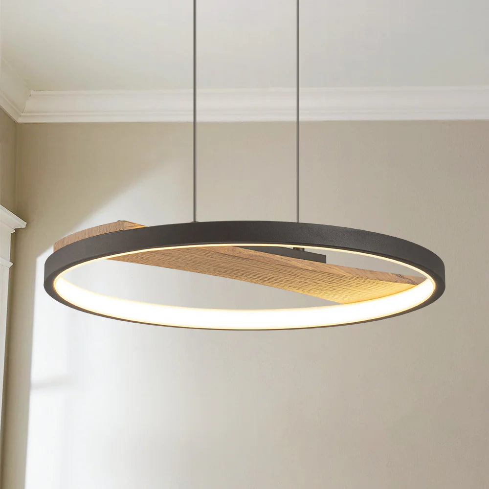 LED Circle Round Wood Pendant Y103365