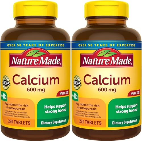 220 Tablets Calcium 600 mg with Vitamin D3 Dietary Supplement I47312