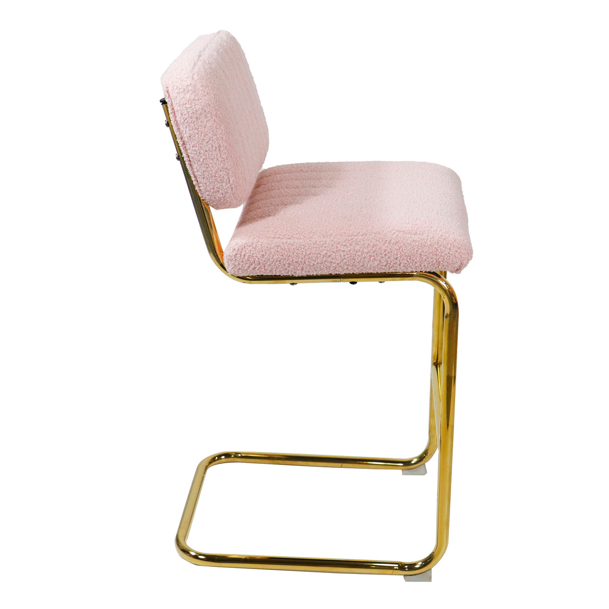 Pink Boucle Fabric Counter Height Bar Stools Set of 2 B26029