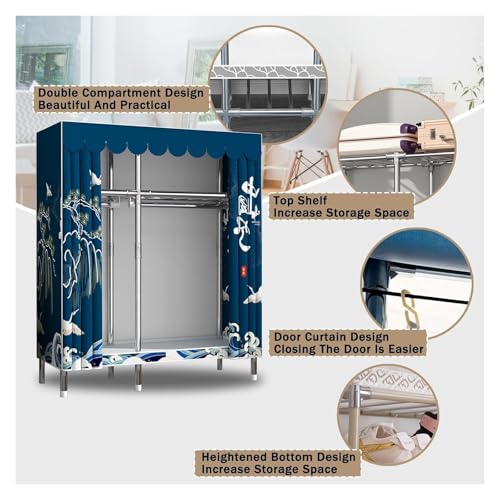 Portable Freestanding Fabric Wardrobe with Clothes Rail And Shelves L467
