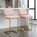 Pink Boucle Fabric Counter Height Bar Stools Set of 2 B26029