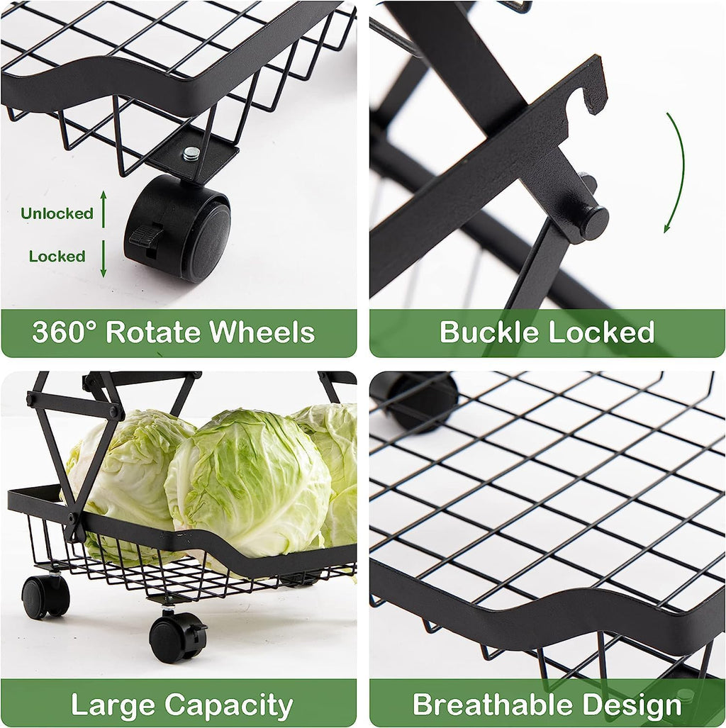 5 Tier Foldable Rolling Storage Cart with Lockable Wheels J9167