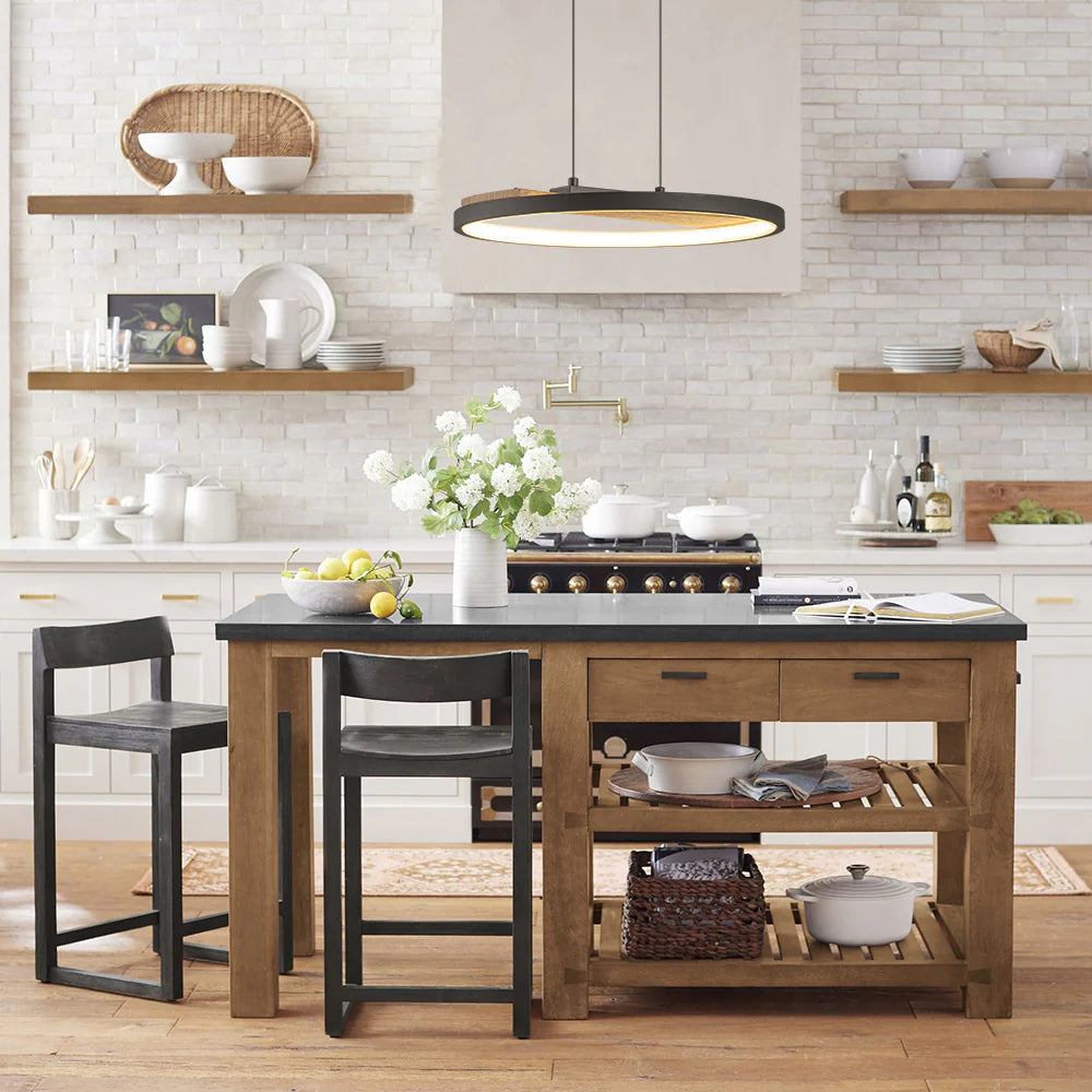 LED Circle Round Wood Pendant Y103365