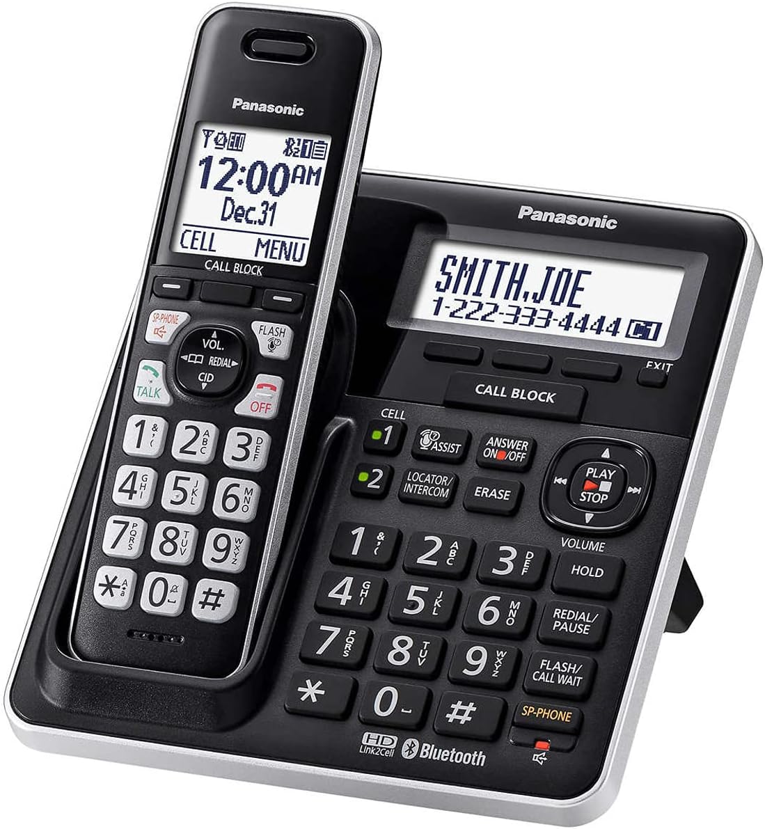 5 Handset DECT 6.0 Bluetooth Cordless Phone System, Black U777849