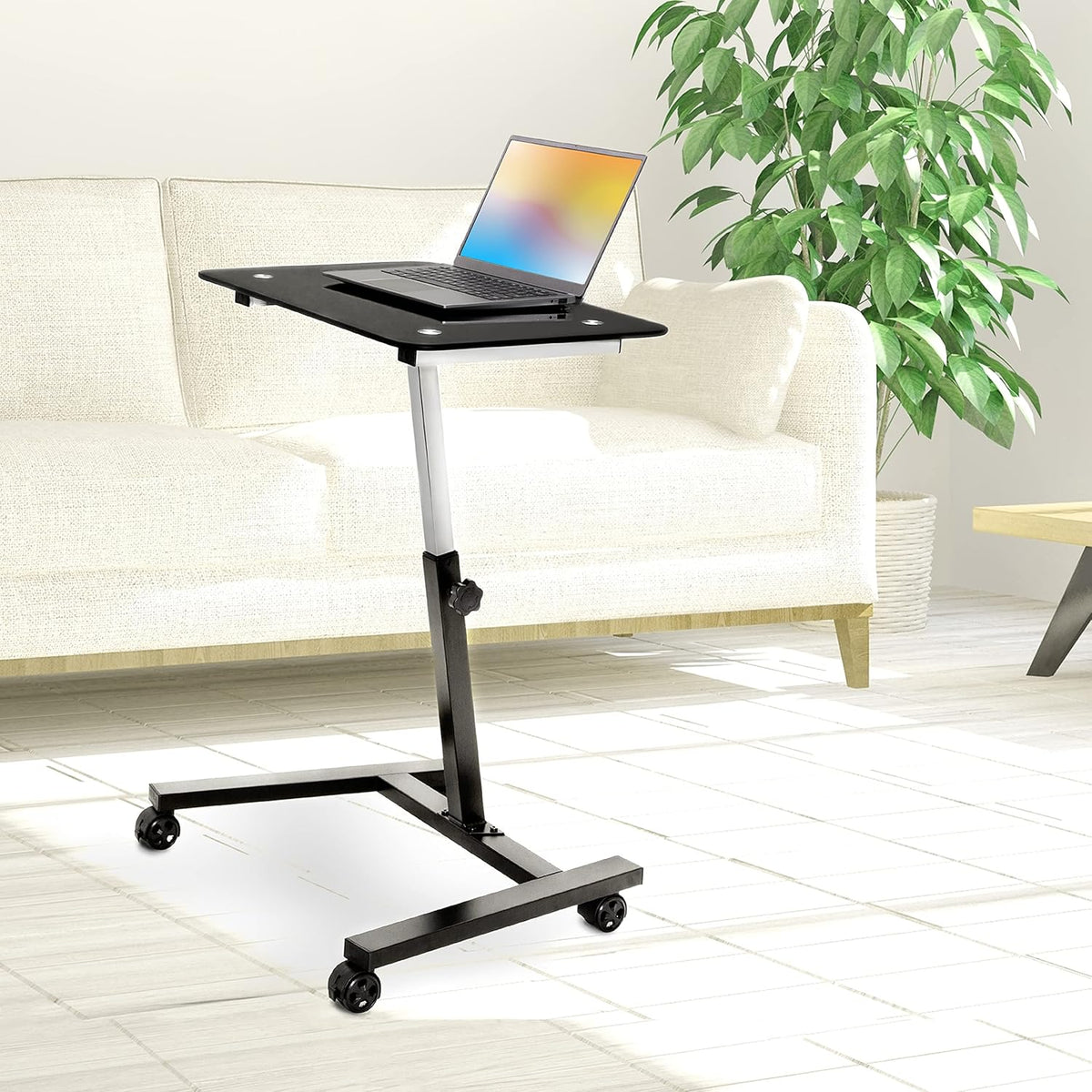 Black Height Adjustable Mobile Laptop Desk Cart R5405