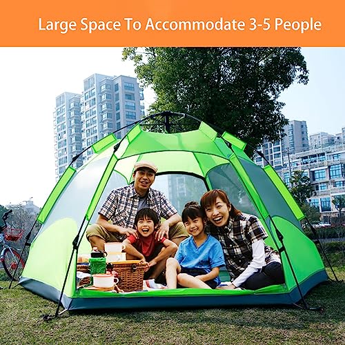 3-5 Person Instant Pop Up Camping Tent with Rain Fly Blue J120