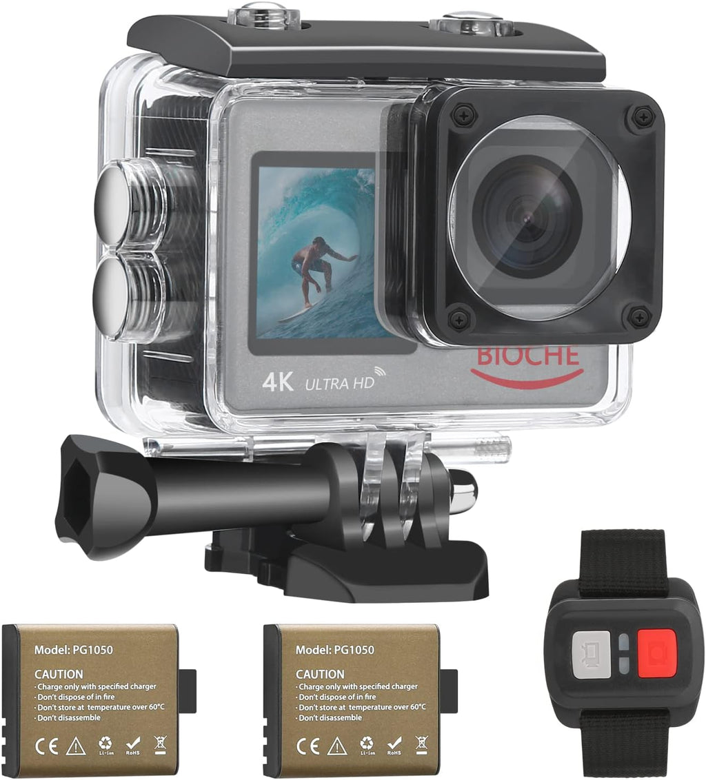4K60FPS WiFi Dual Screen Action Camera 20MP Touch Screen EIS 170 Angle Wide 30m Waterproof 4X Zoom Sports Camera O713128