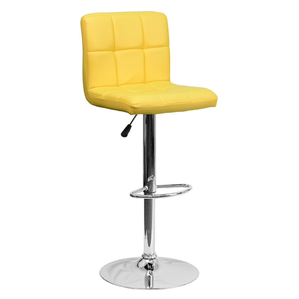 Green Quilted Vinyl Adjustable Height Barstool Set of 2 D69478