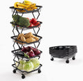 5 Tier Foldable Rolling Storage Cart with Lockable Wheels J9167