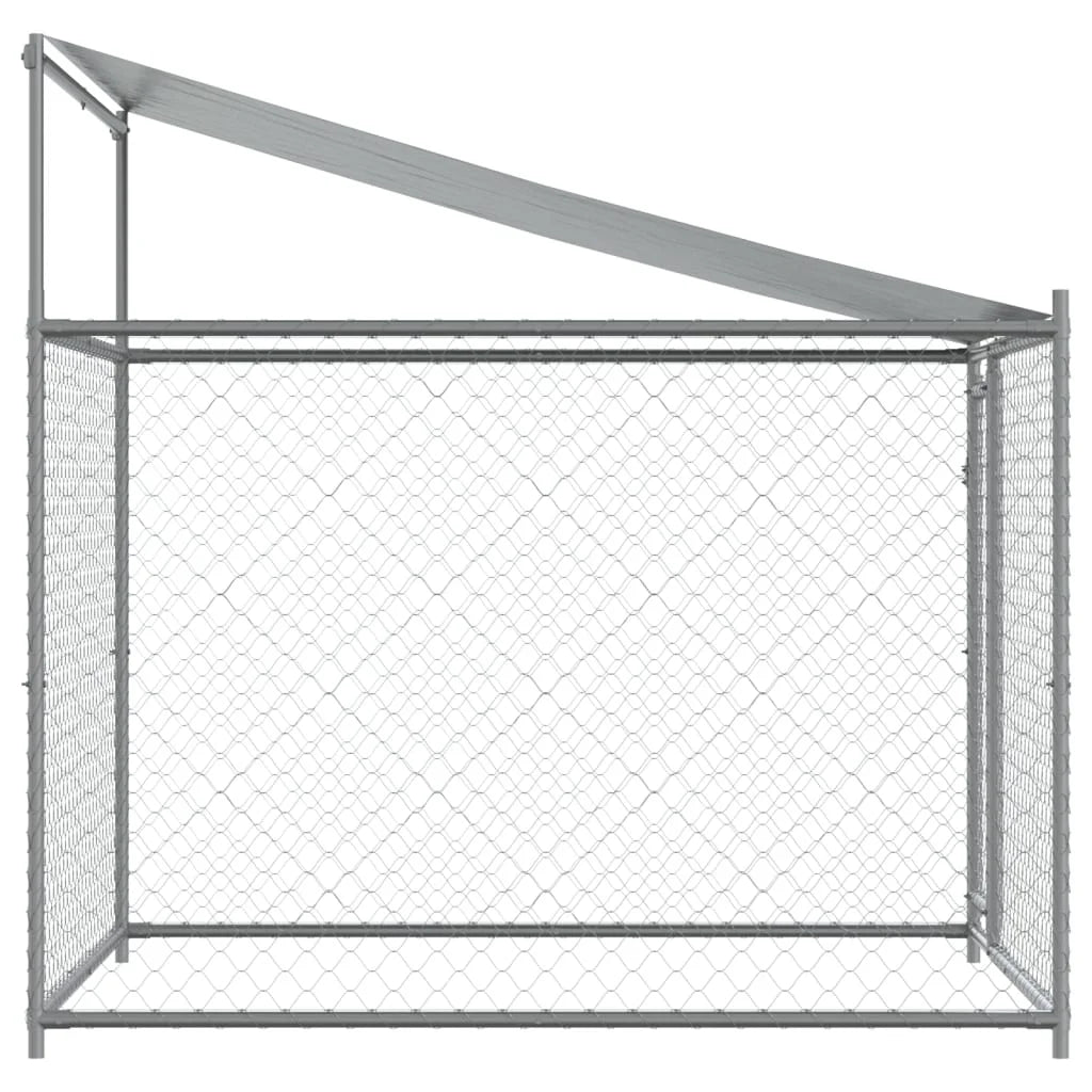 Gray Galvanized Steel Dog Cage 6.6'x6.6'x6.6' H9162