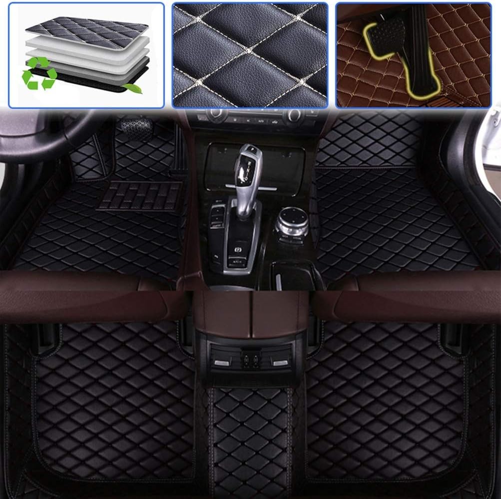 Custom Car Floor Mats Leather Waterproof Anti-Skid Full Coverage Set Black D5371