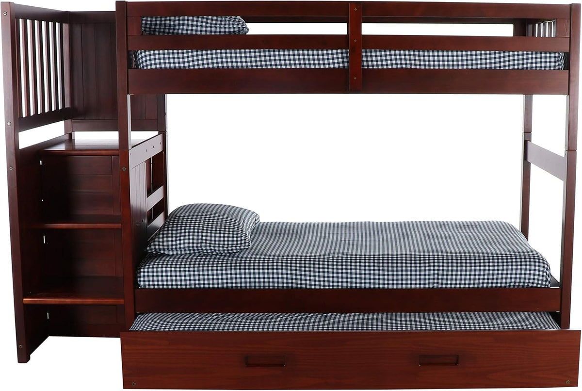Twin Over Twin Bunk Bed with Trundle U756145