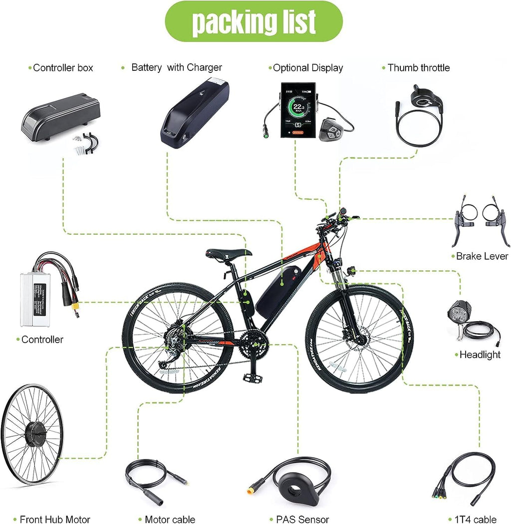 48V 500W Front Hub Motor Electric Bike Conversion Kit for 26 inch Wheel with LCD Display A163