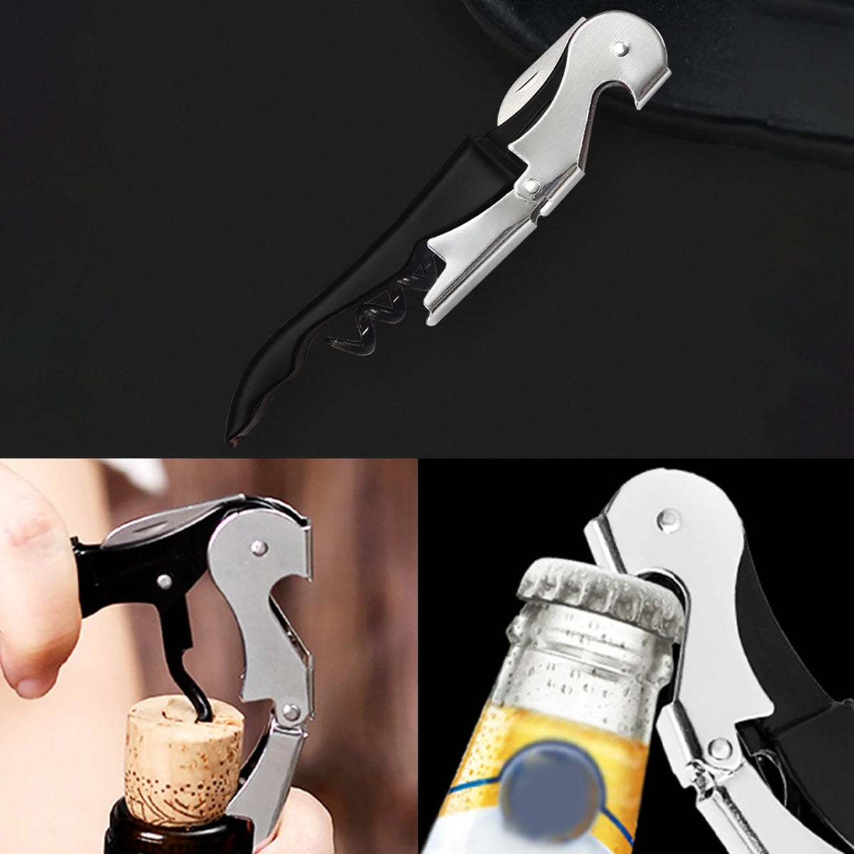 Manual Bottle Opener Double Hinged with Foil Cutter L417917