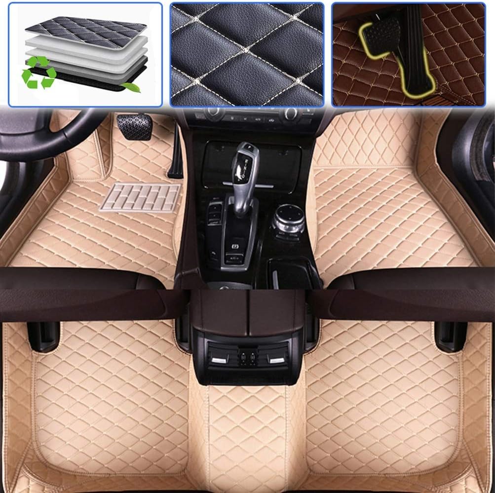 Custom Car Floor Mats Leather Waterproof Anti-Skid Full Coverage Set Black D5371