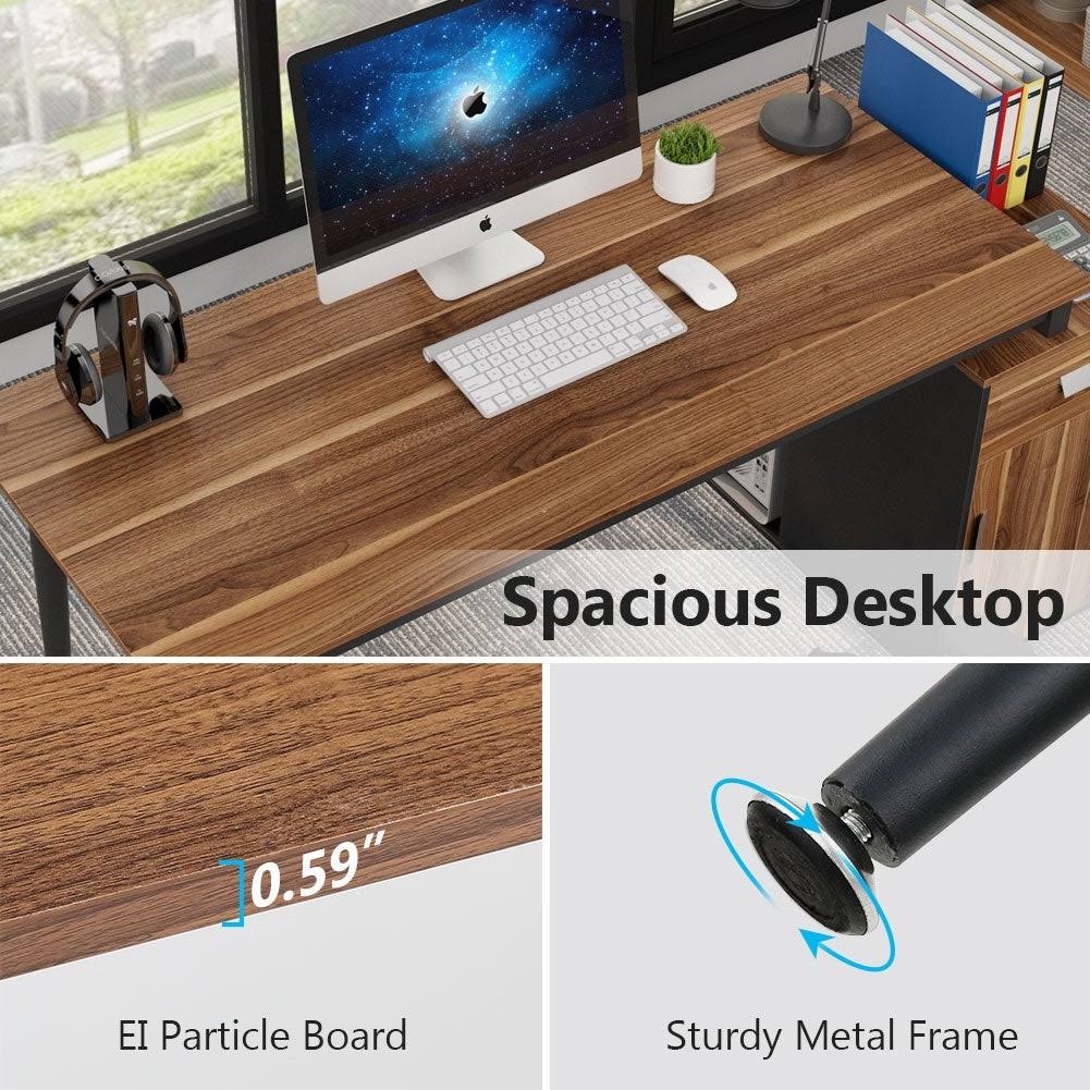 55 inch Computer Desk with Drawers and Storage Cabinet S3003