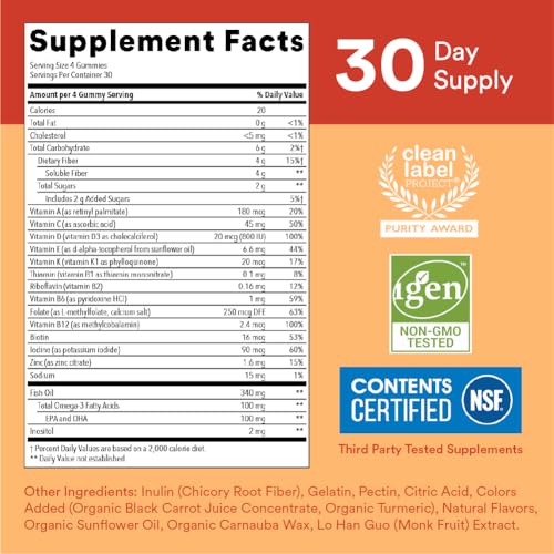 90 Count Kids Multivitamin Gummies with Fiber E966150