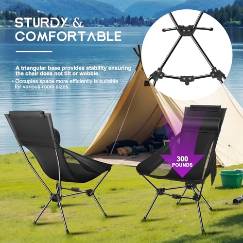 Lightweight Foldable Camping Chair with Headrest and Storage Bag Y892660