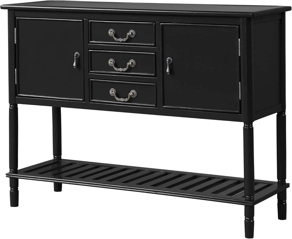 Solid Wood Console Table with 3 Drawers, 2 Cabinet and 1 Shelf W15390