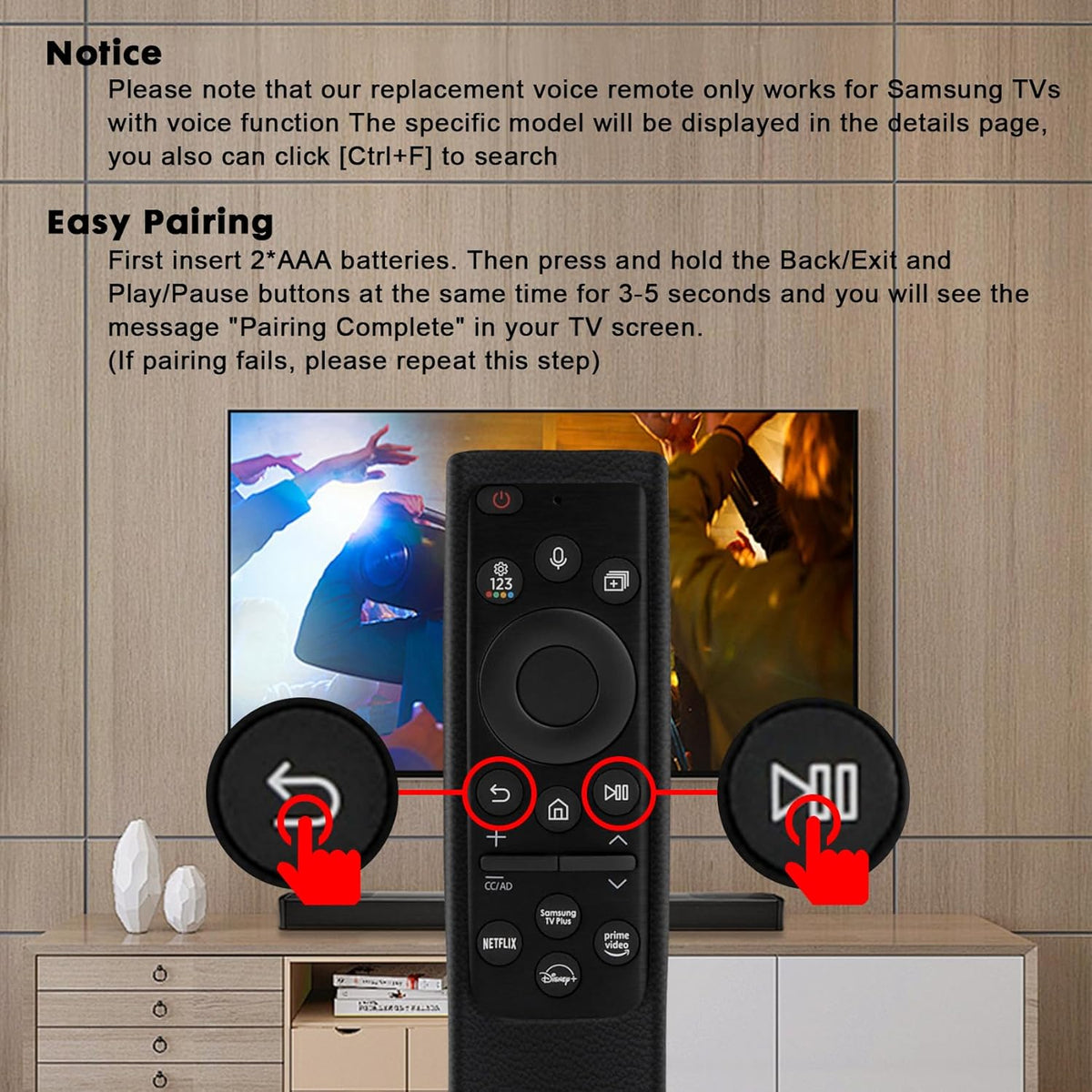 Voice Remote Control Compatible with Samsung Smart TV P192