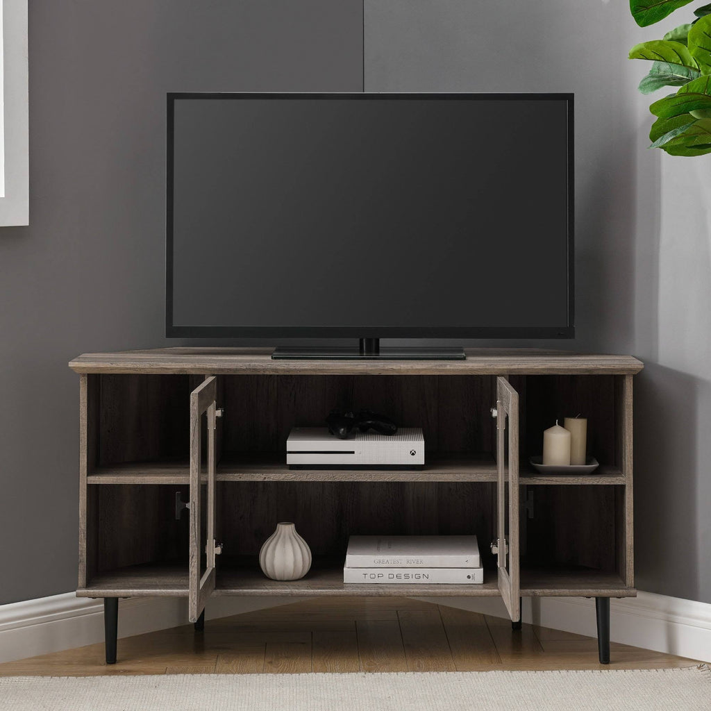 48-Inch Glass Door Corner TV Console J18685