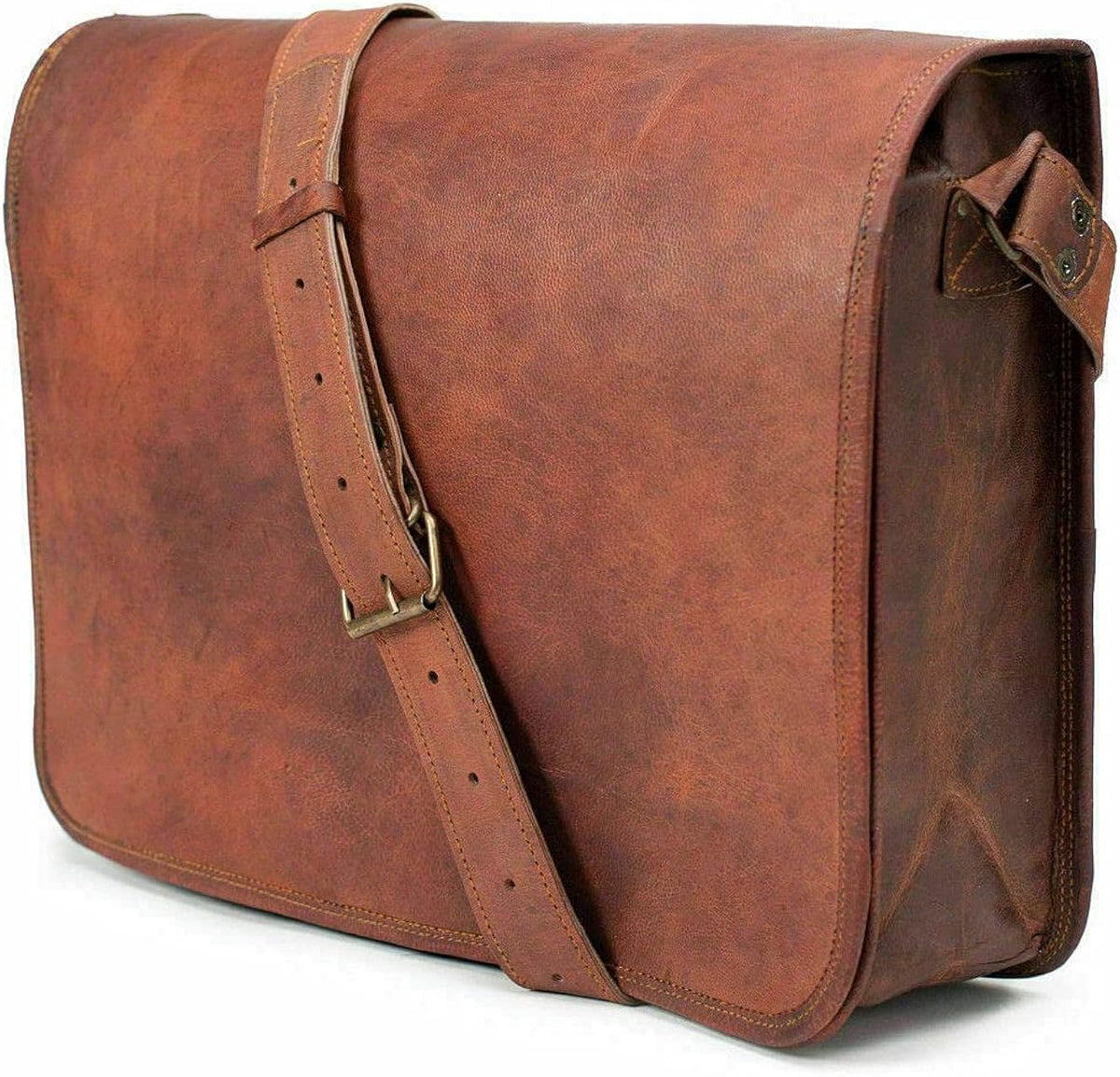 Leather Messenger Brown Bag O767