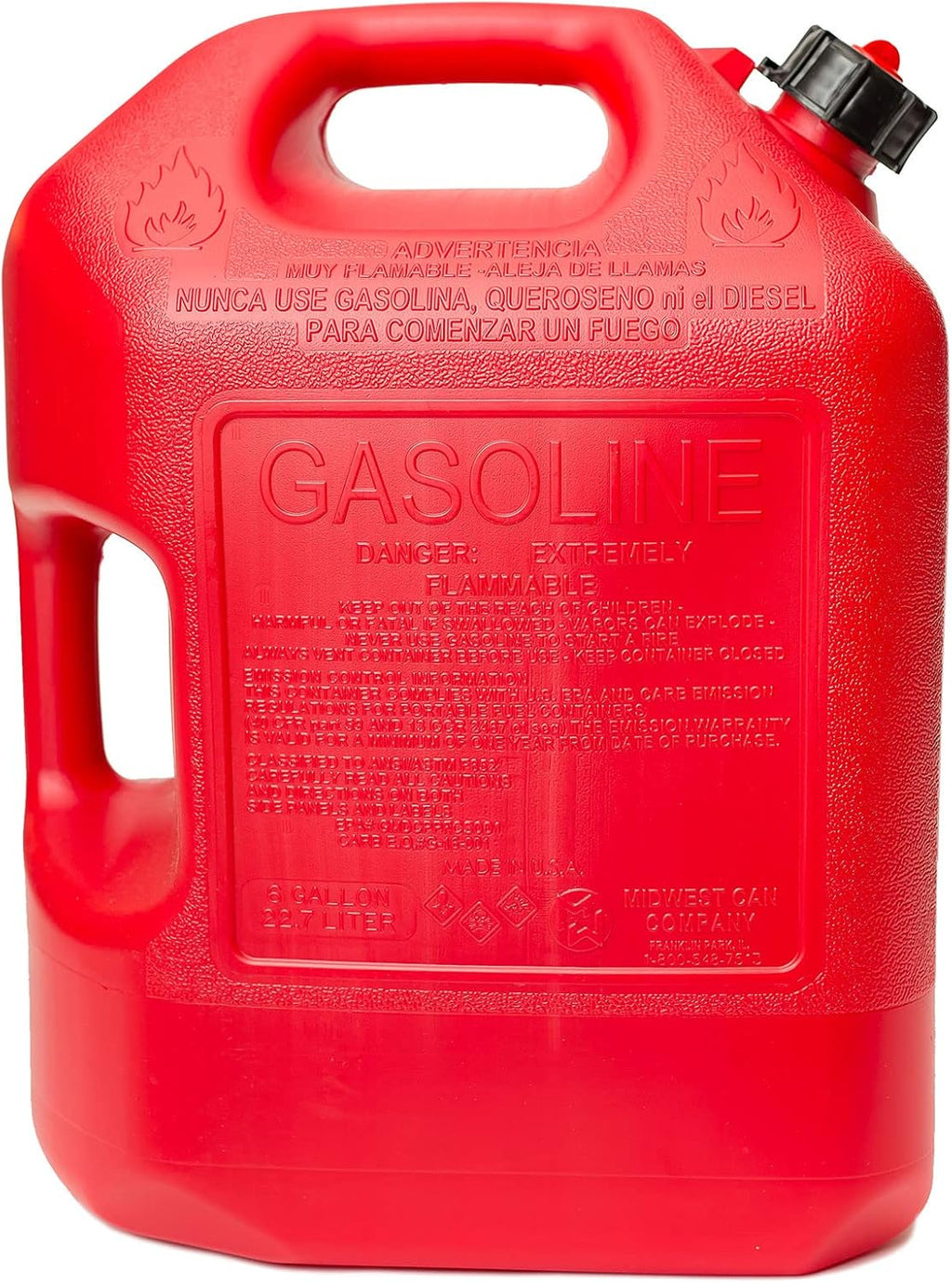 6 Gallon Gasoline Can with Auto Shut Off Spout B7728