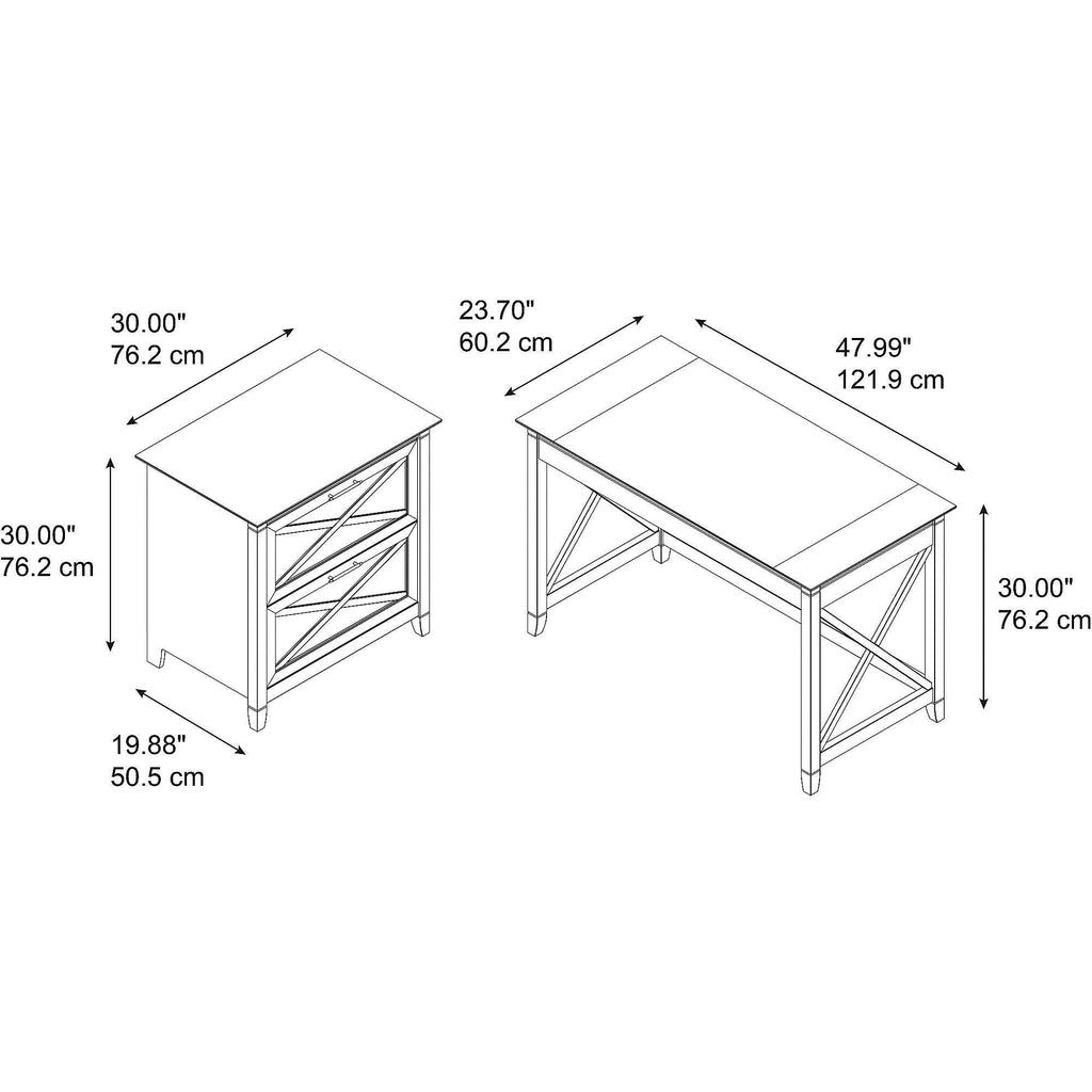 48-Inch Writing Desk with Lateral File Cabinet Y72596
