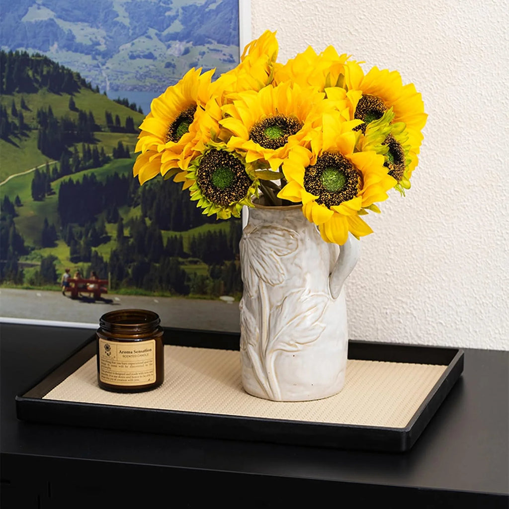 White Ceramic Vase with Handle R315