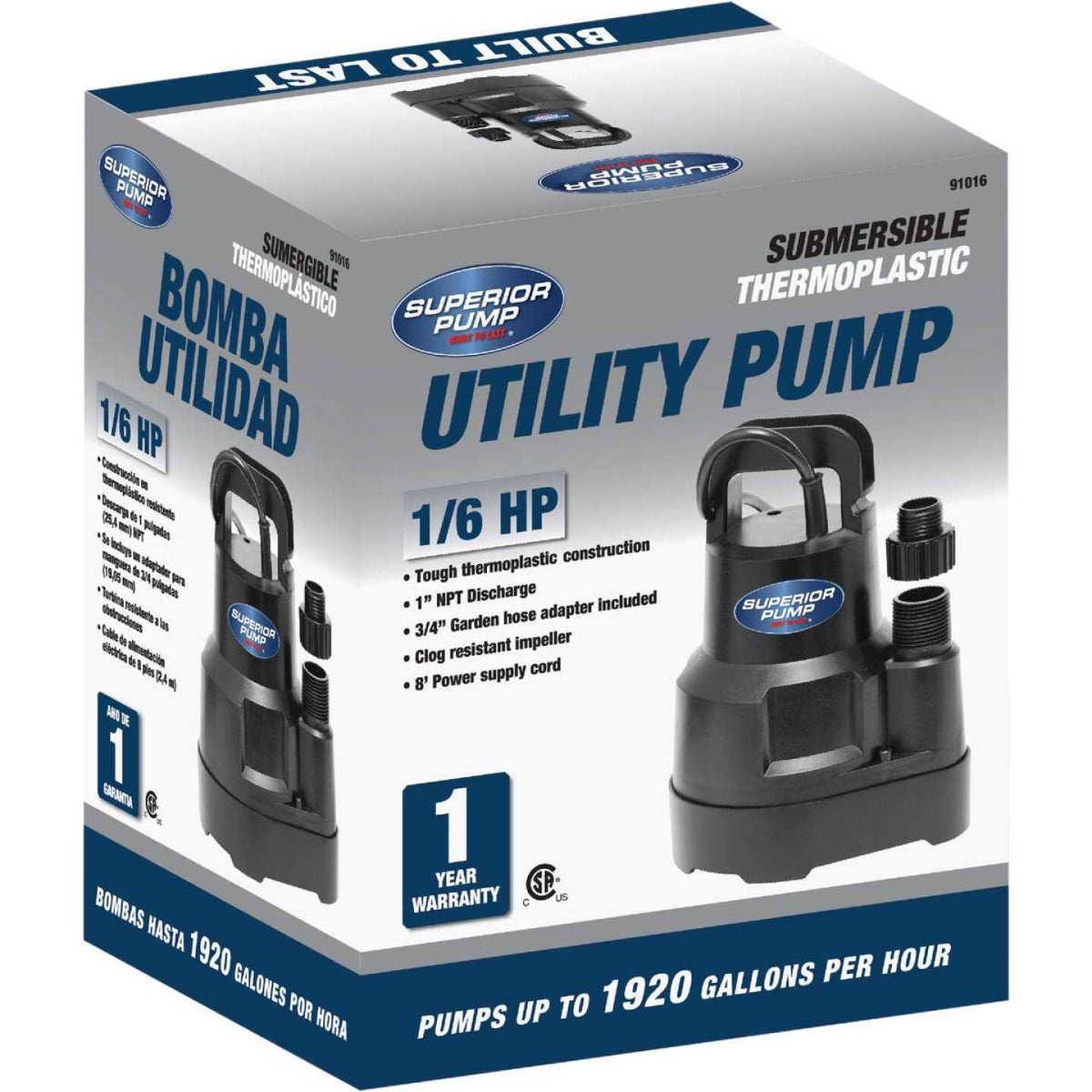 1/6 HP Thermoplastic Utility Pump J181038
