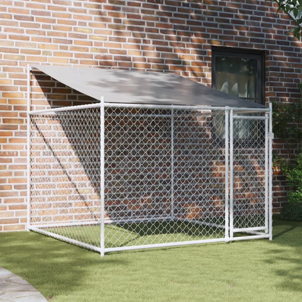Gray Galvanized Steel Dog Cage 6.6'x6.6'x6.6' H9162