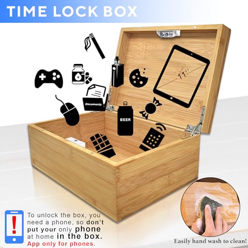 Wooden Timed Lock Box with Electronic Timer Lock L8629