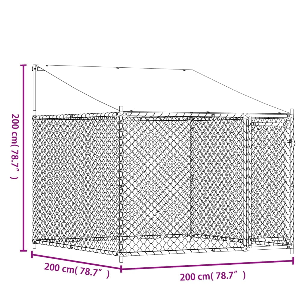 Gray Galvanized Steel Dog Cage 6.6'x6.6'x6.6' H9162