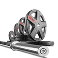 Olympic Weight Plate Sets with Olympic Weightlifting Bar, 2-inch Rubber Coated Olympic Grip Plate Set With 7’ Olympic Bar I201