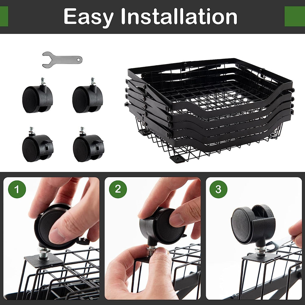 5 Tier Foldable Rolling Storage Cart with Lockable Wheels J9167