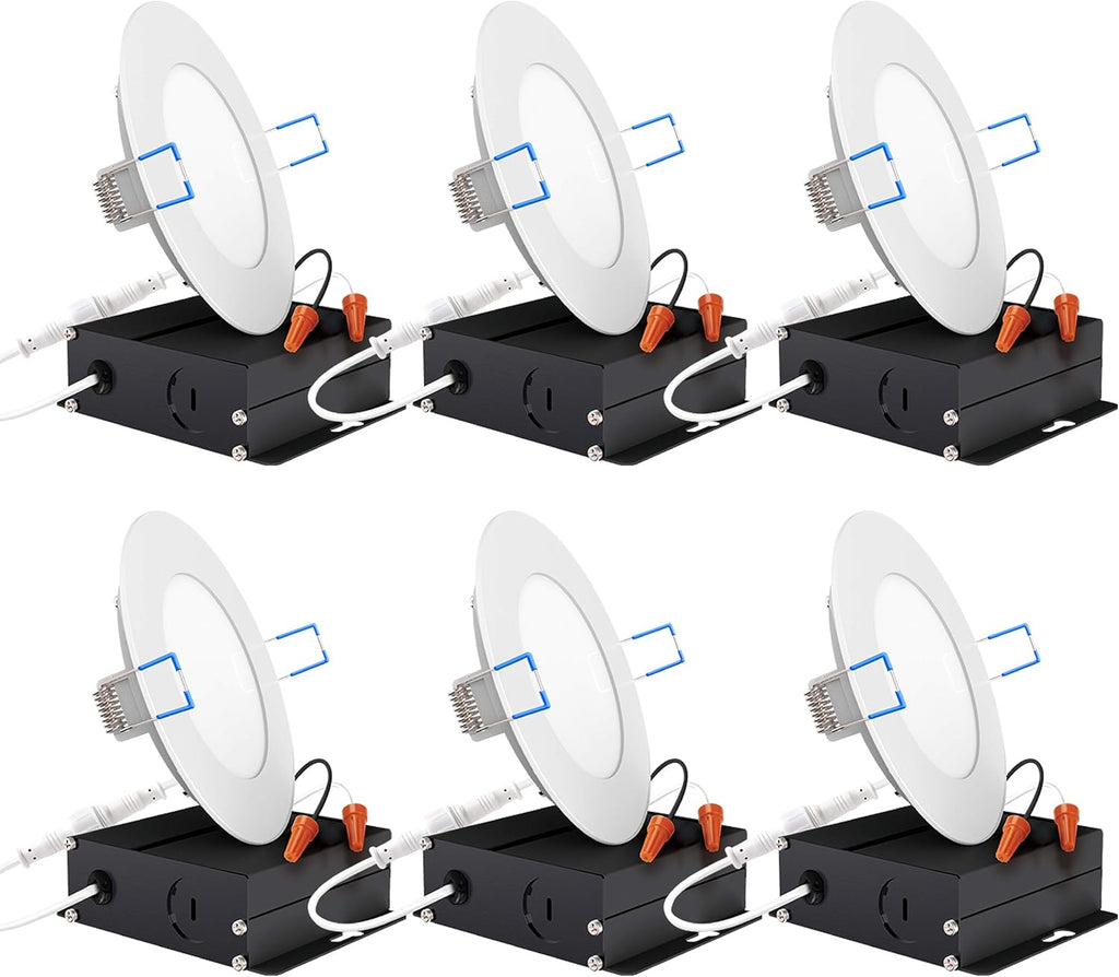 6 Inch Ultra Thin LED Recessed Ceiling Lights Selectable Dimmable 6 Pack N114666
