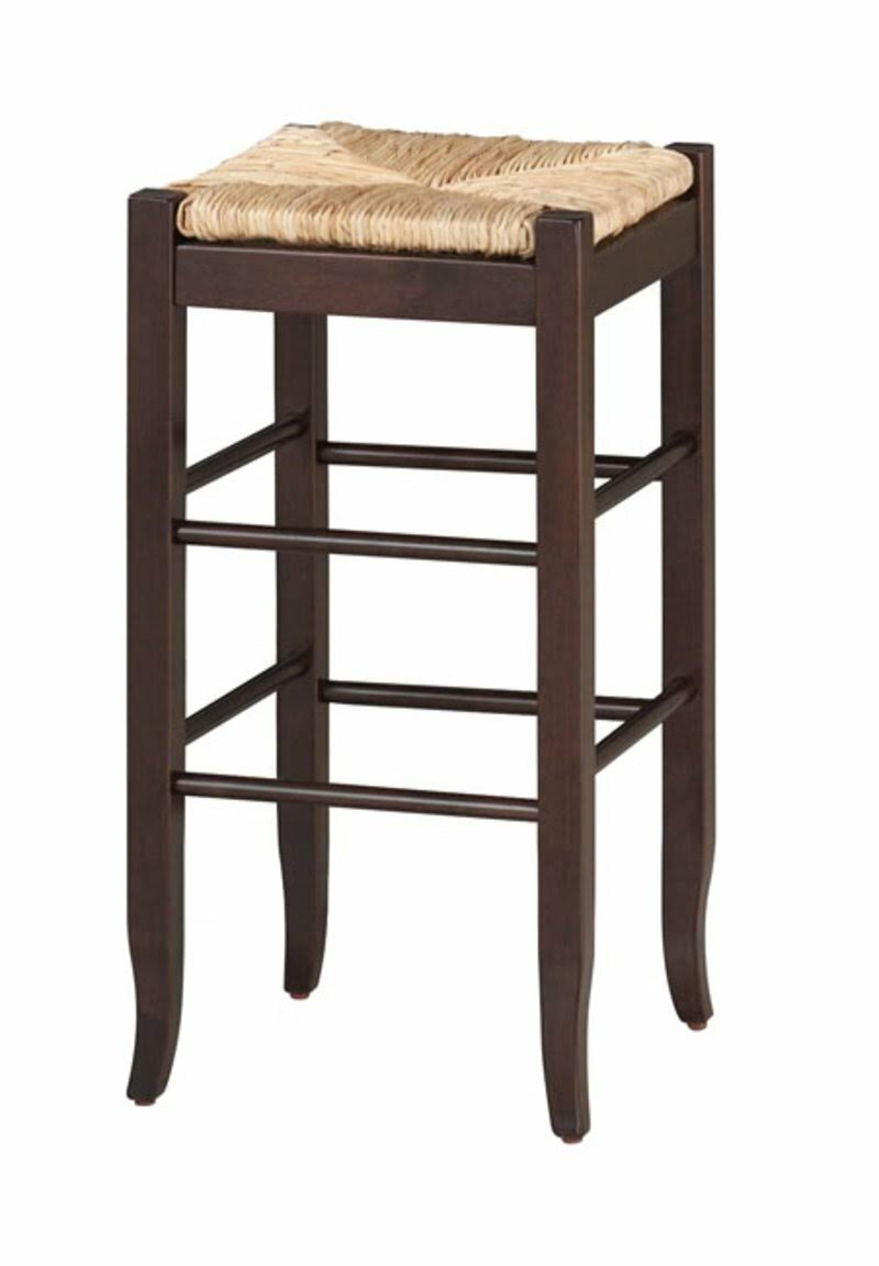 Cappuccino 29-inch Square Rush Seat Bar Height Stool F83822