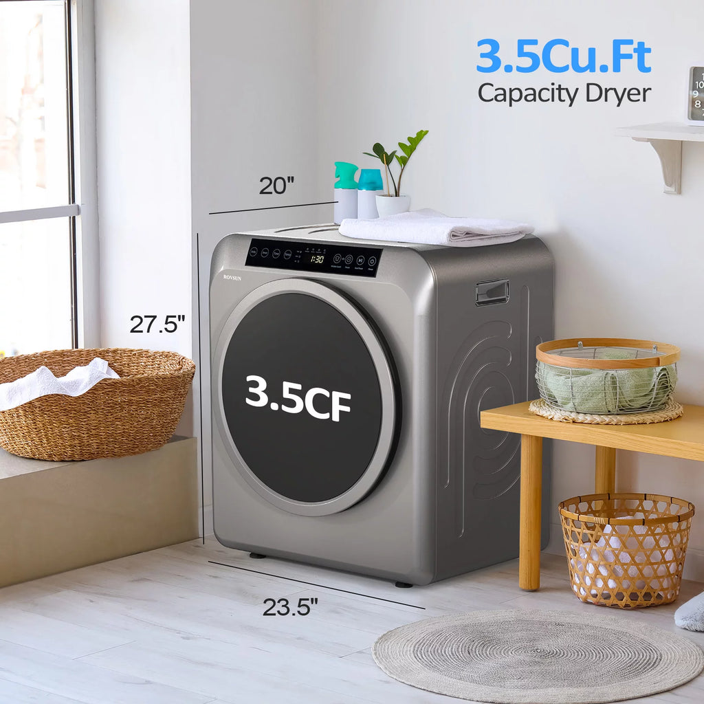 13.2LB Portable Electric Clothes Dryer, 3.5 Cu.Ft Front Load, Luxury Grey F216