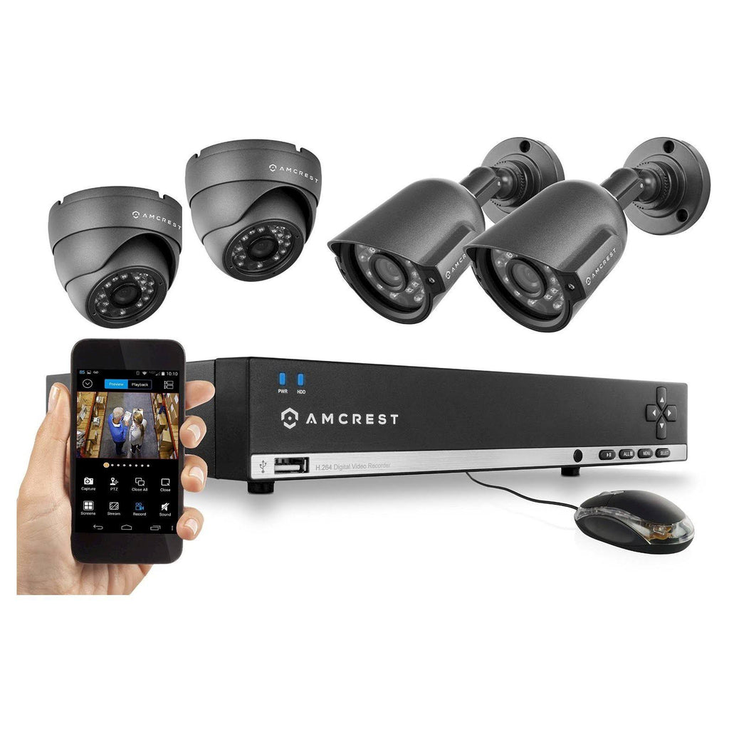 4-Channel DVR with 4 Outdoor cameras Night Vision wired Ethernet I988