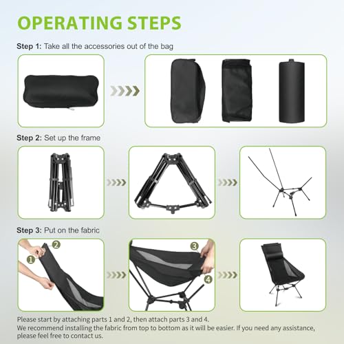 Lightweight Foldable Camping Chair with Headrest and Storage Bag Y892660