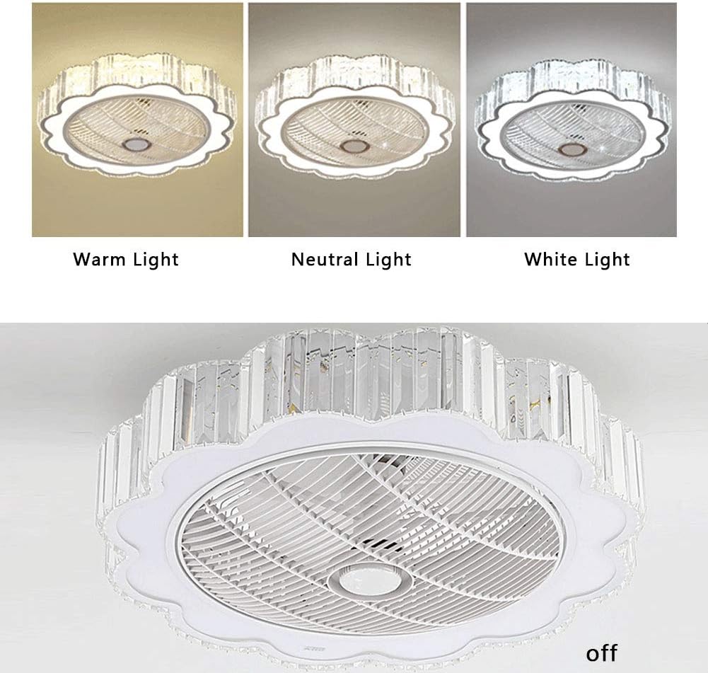 23" Ceiling Fan with Lights, Acrylic LED Ceiling Fan with Remote Control White F748
