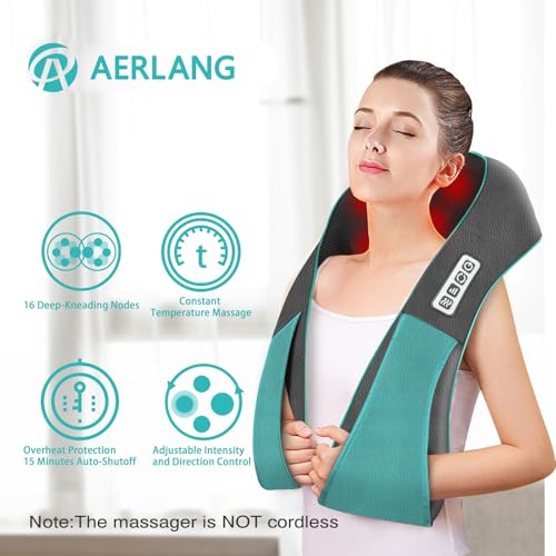 Shiatsu Back and Neck Massager with Heat, Electric Massage Pillow V70049