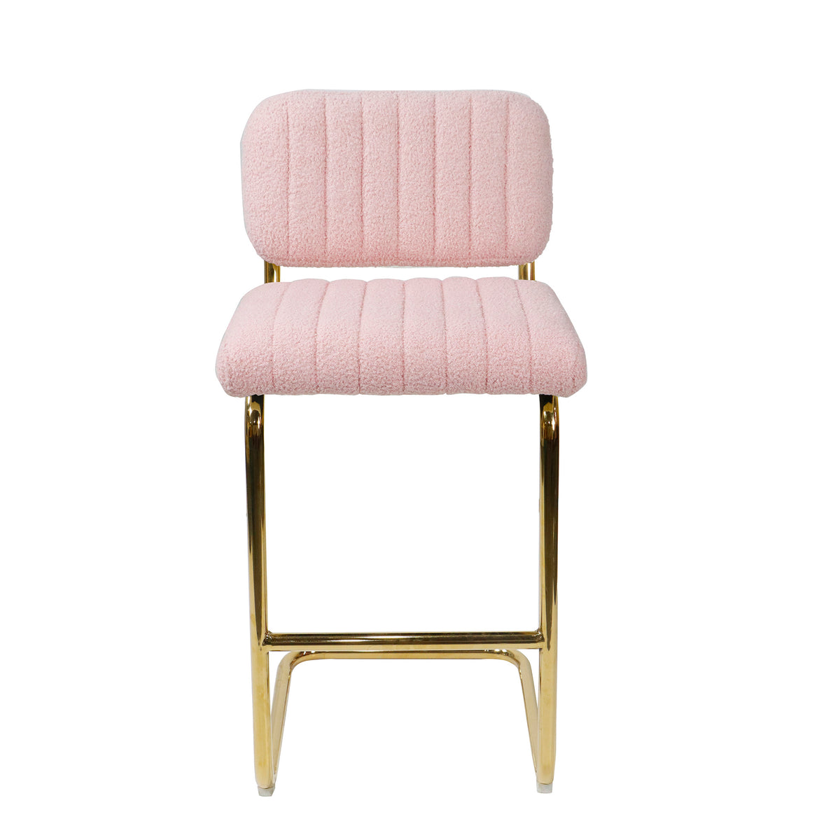 Pink Boucle Fabric Counter Height Bar Stools Set of 2 B26029