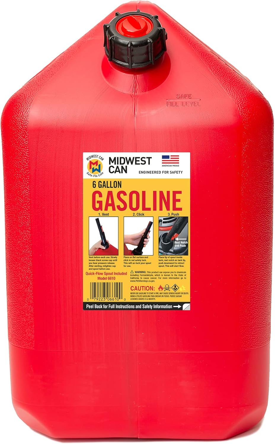 6 Gallon Gasoline Can with Auto Shut Off Spout B7728