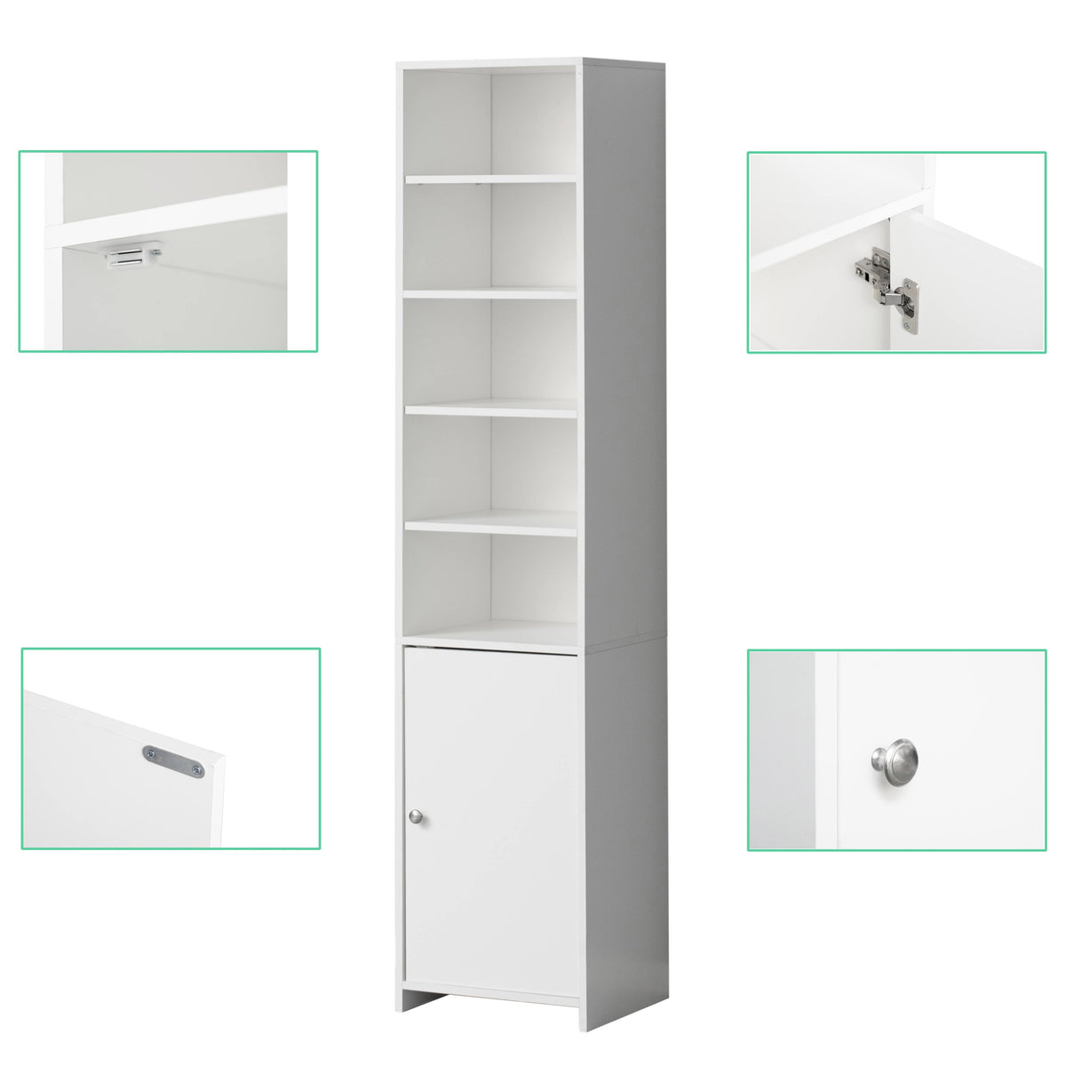 White Tall Freestanding Bathroom Storage Cabinet U1370