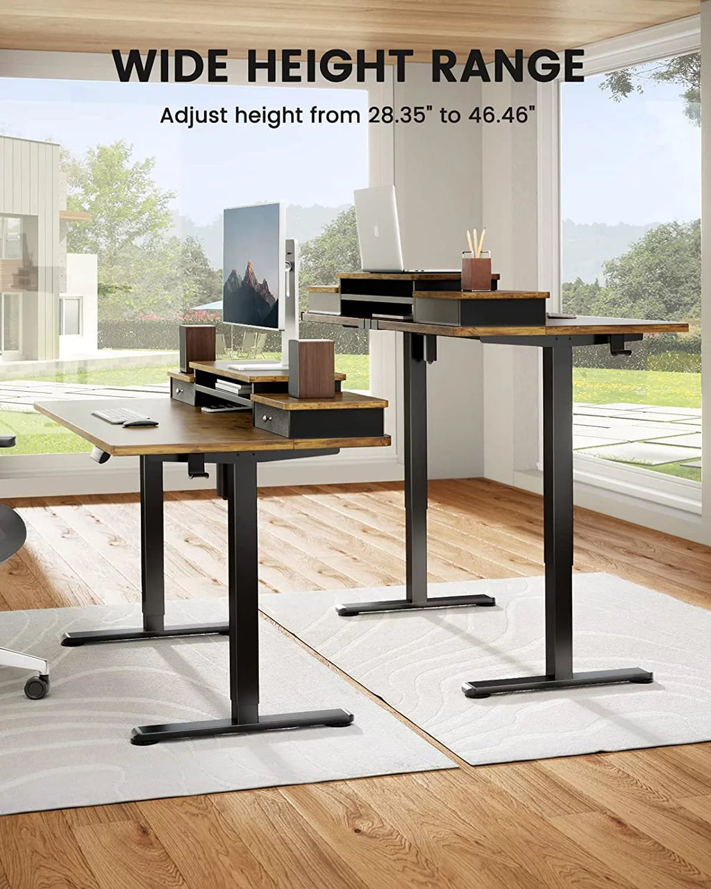 48x24 Inches Adjustable Height Electric Standing Desk with Drawers A67739