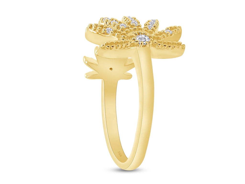 14K Yellow Gold Plated 925 Sterling Silver Diamond Toe Ring M425