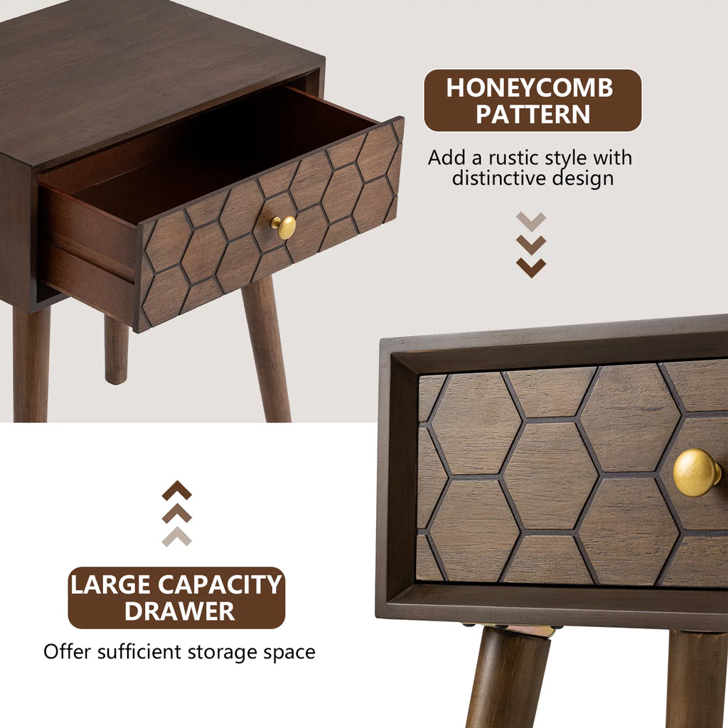 Brown MDF Nightstand with Drawer F906951